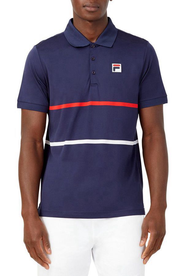 Fila Heritage Stripe Men's Polo Shirts - Navy/Red/White,NZ 137-38469